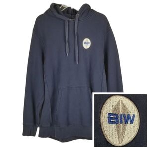 BIW Bath Iron Works Heavyweight Hoodie Sweatshirt Men's Size XL Blue Sport Tek
